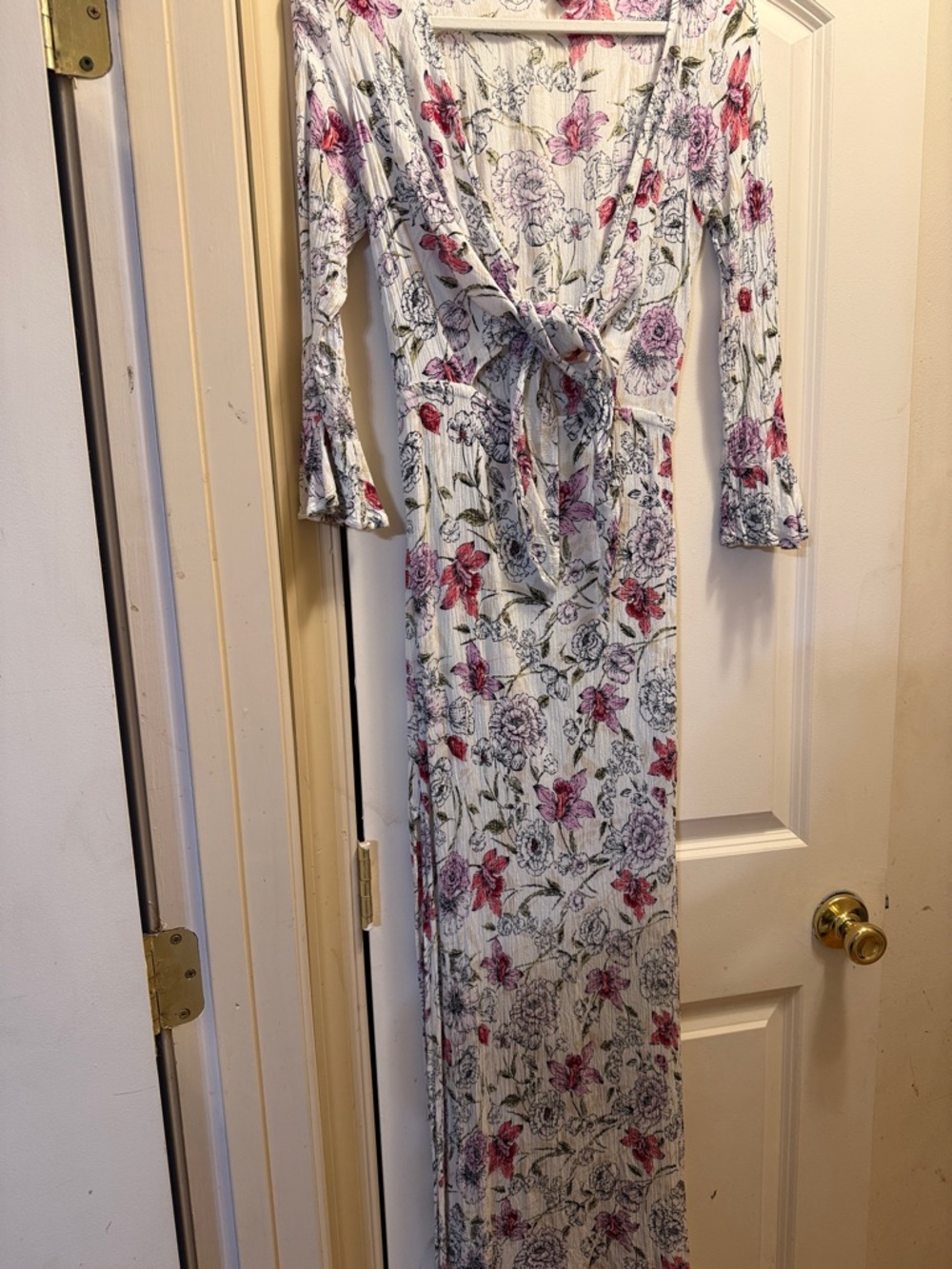 Billabong White Maxi Dress with Pink Floral Print